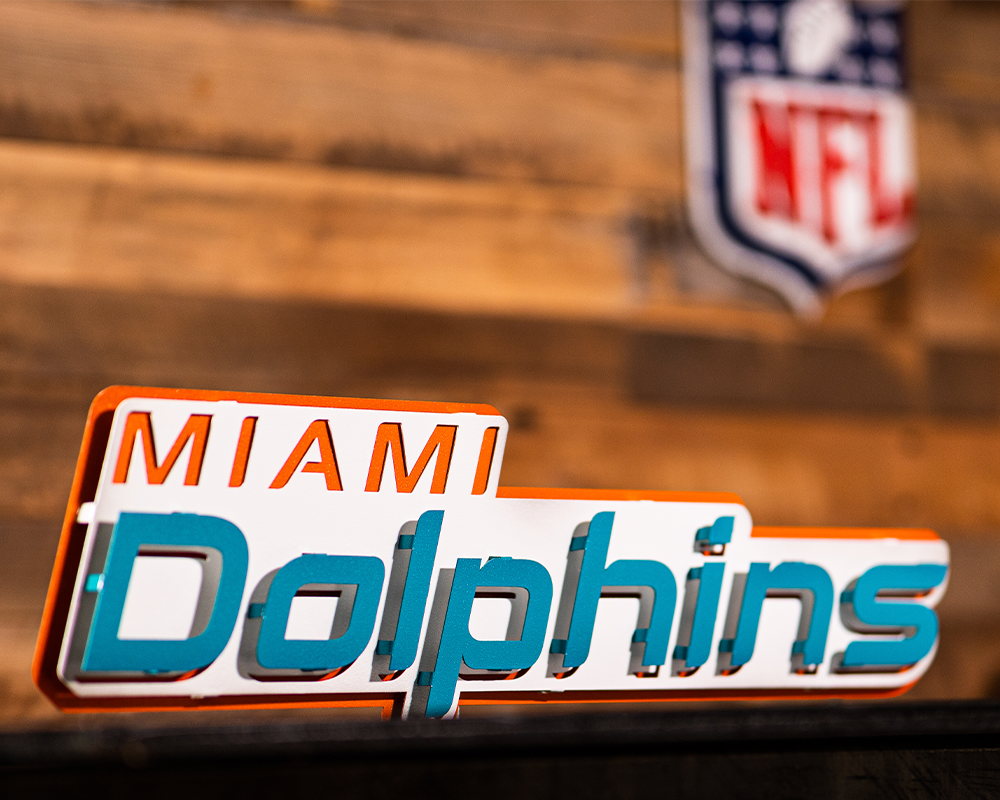 Miami Dolphins Wordmark 3D Vintage Metal Wall Art