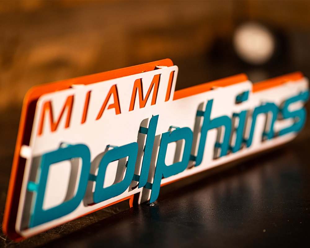 Miami Dolphins Wordmark 3D Vintage Metal Wall Art