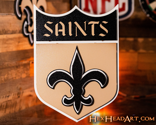 New Orleans Saints "CLASSIC SHIELD" 3D Vintage Metal Wall Art