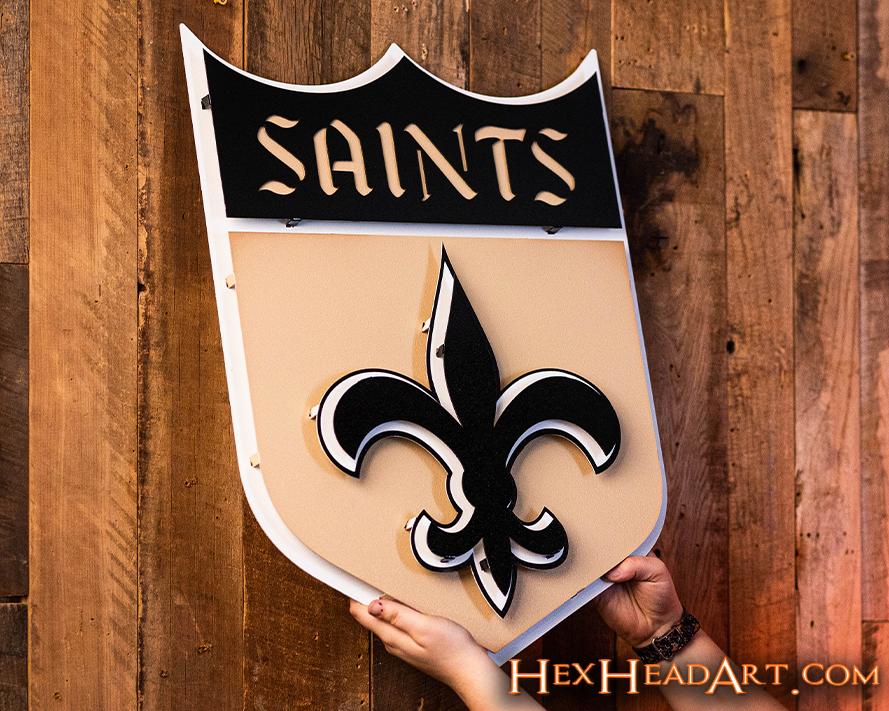 New Orleans Saints "CLASSIC SHIELD" 3D Vintage Metal Wall Art