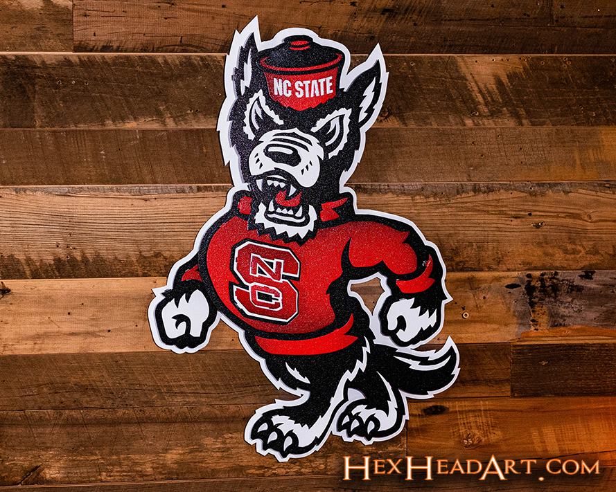 North Carolina State Wolfpack "Mr. WUF" 3D Vintage Metal Wall Art