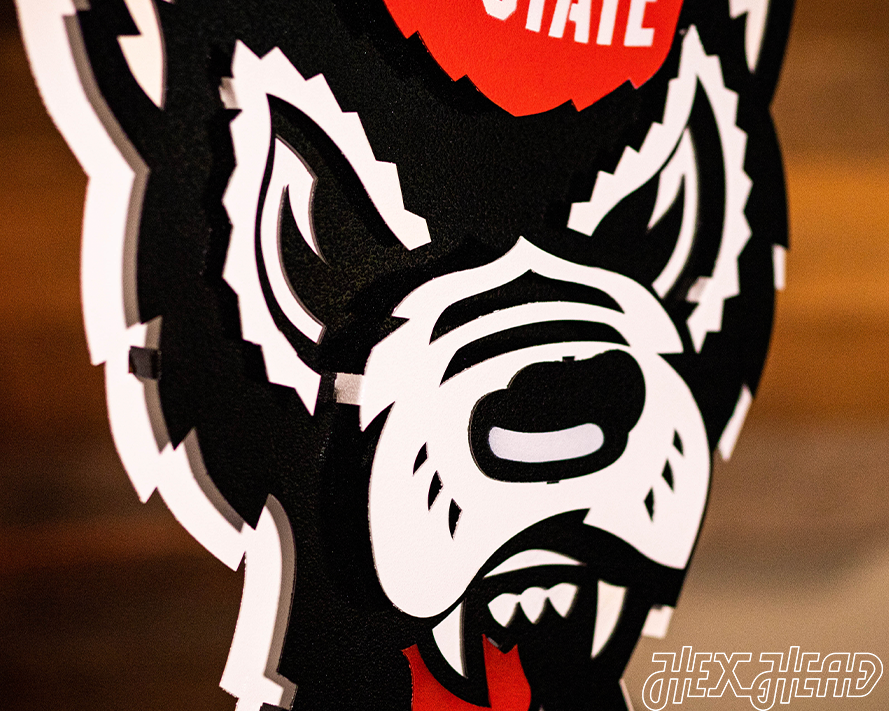 North Carolina State Wolfpack Mascot 3D Vintage Metal Wall Art