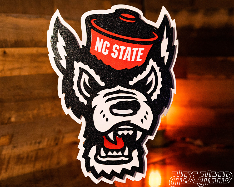 North Carolina State Wolfpack Mascot 3D Vintage Metal Wall Art