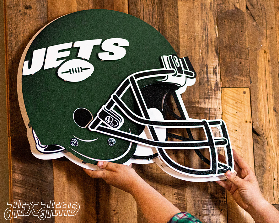 CLOSE OUT -- BLITZ Collection 8 Layer New York Jets Helmet 3D Vintage Metal Wall Art