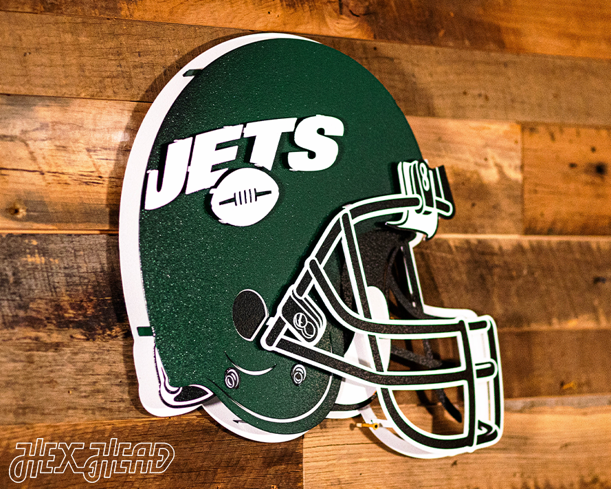 CLOSE OUT -- BLITZ Collection 8 Layer New York Jets Helmet 3D Vintage Metal Wall Art