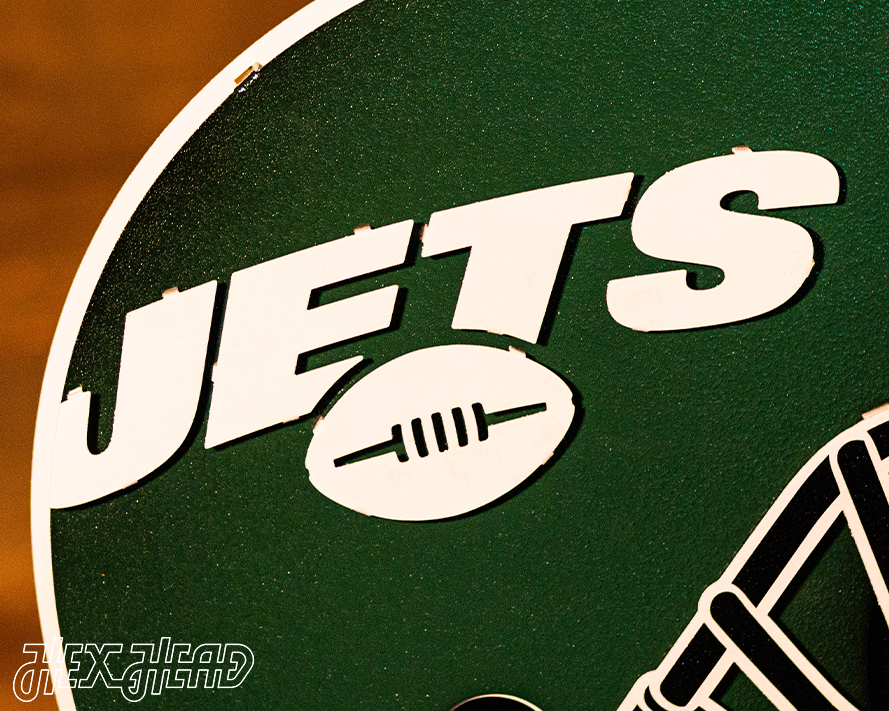 CLOSE OUT -- BLITZ Collection 8 Layer New York Jets Helmet 3D Vintage Metal Wall Art