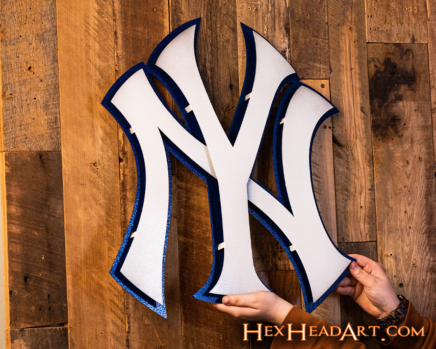 New York Yankees "NY" WHITE 3D Metal Wall Art