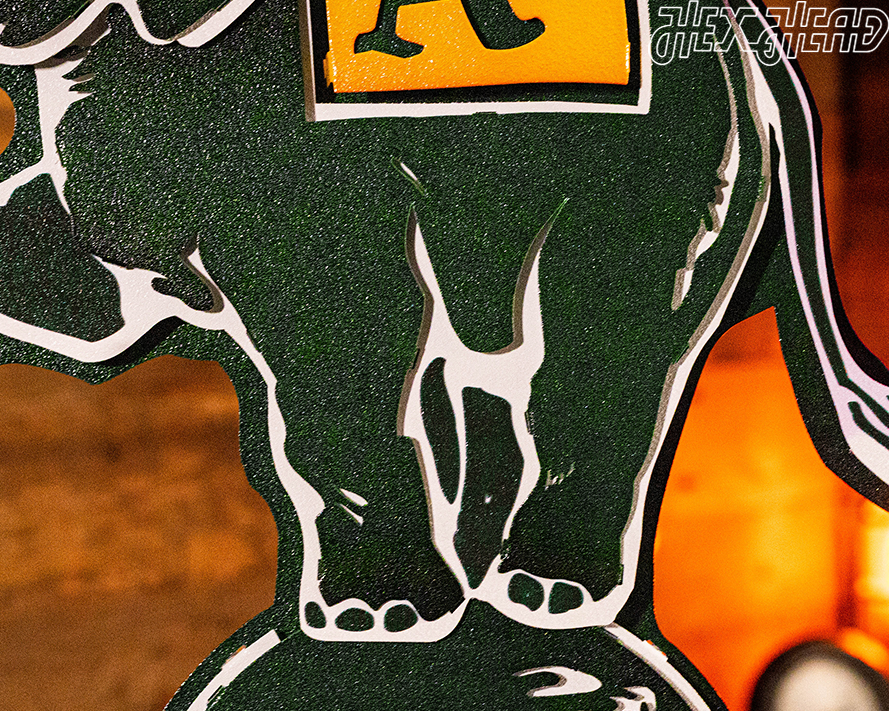 Oakland A's Green Elephant "STOMPER" 3D Vintage Metal Wall Art