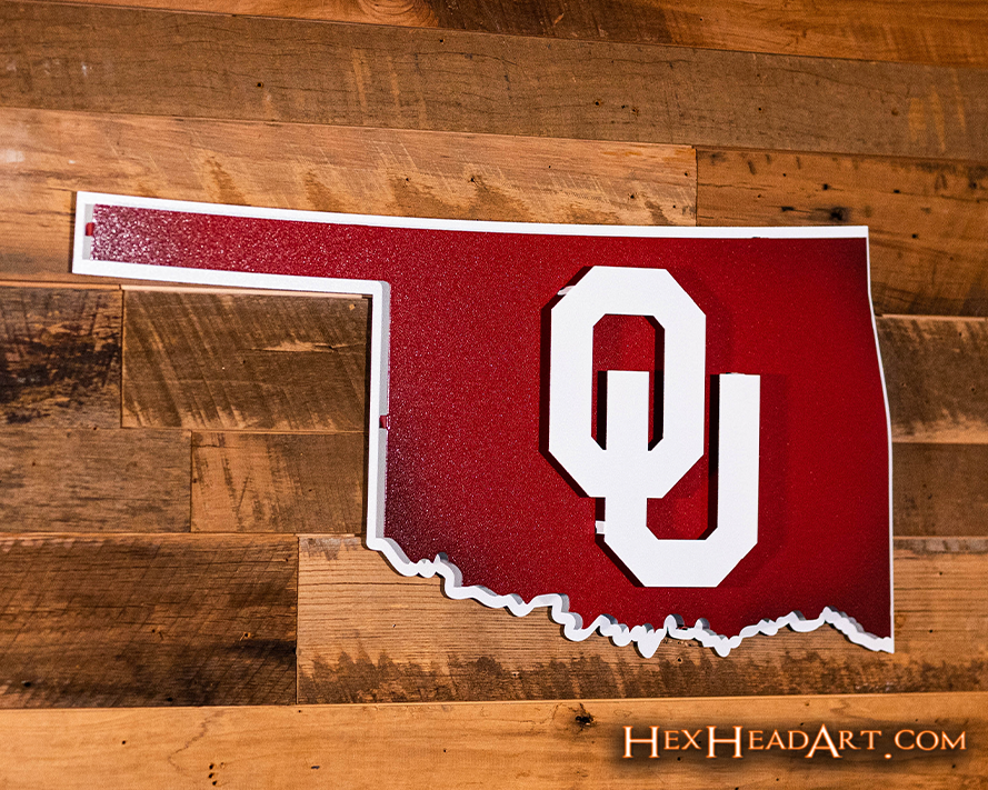 Oklahoma Sooners "OU on State" Vintage 3D Metal Wall Art