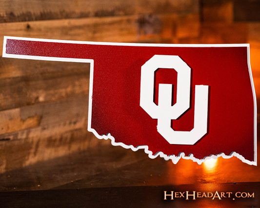 Oklahoma Sooners "OU on State" Vintage 3D Metal Wall Art