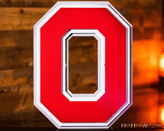 Ohio State Buckeyes 3 LAYER "Block O" 3D Metal Wall Art