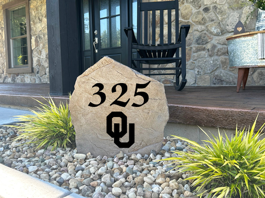 Oklahoma Sooners Design-A-Stone Landscape Art Address Stone