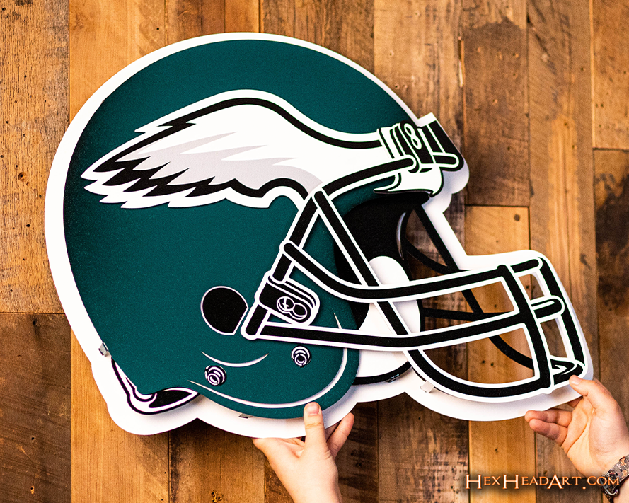 BLITZ Collection - 8 Layer Philadelphia Eagles Helmet 3D Vintage Metal Wall Art