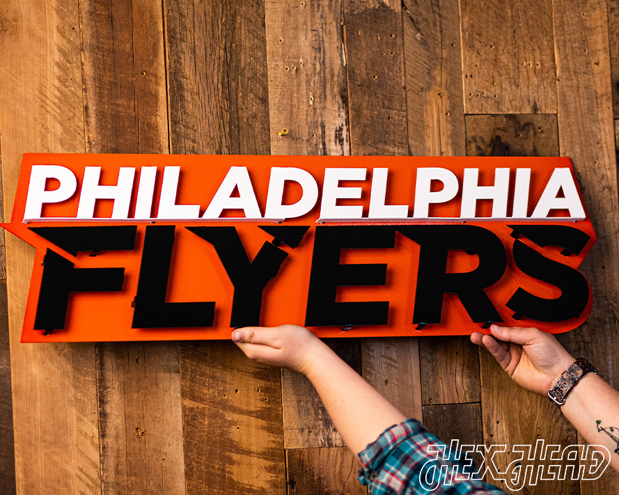 Philadelphia Flyers "Wordmark" NHL 3D Vintage Metal Wall Art