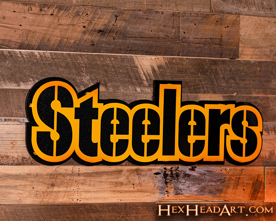 Pittsburgh Steelers Iconic "Steelers" 3D Vintage Metal Wall Art