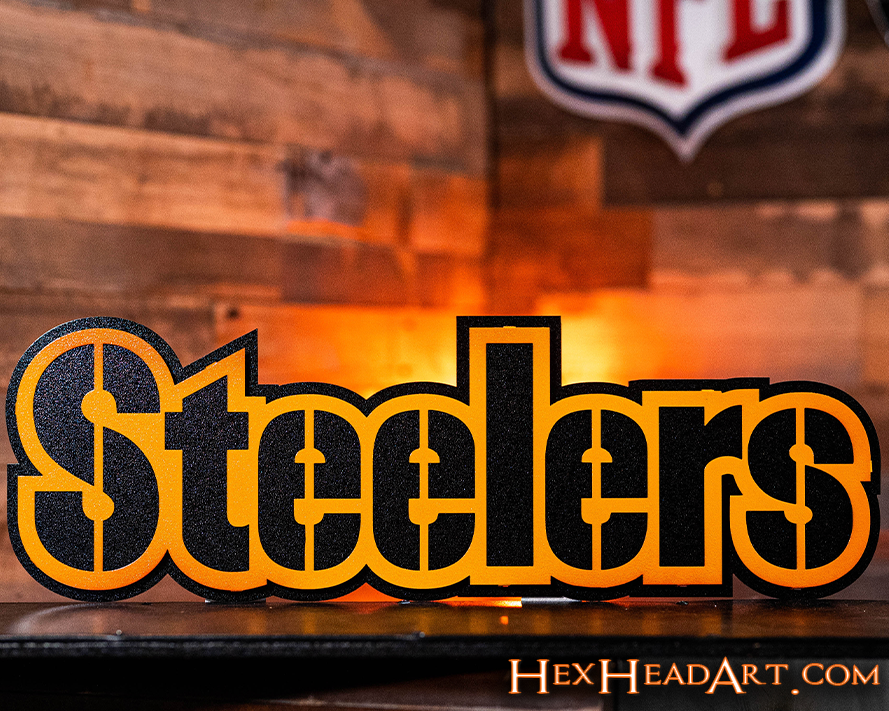 Pittsburgh Steelers Iconic "Steelers" 3D Vintage Metal Wall Art