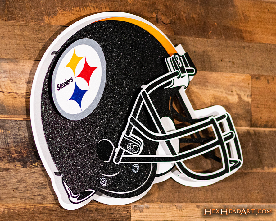 BLITZ Collection - 8 Layer Pittsburgh Steelers Helmet 3D Vintage Metal Wall Art