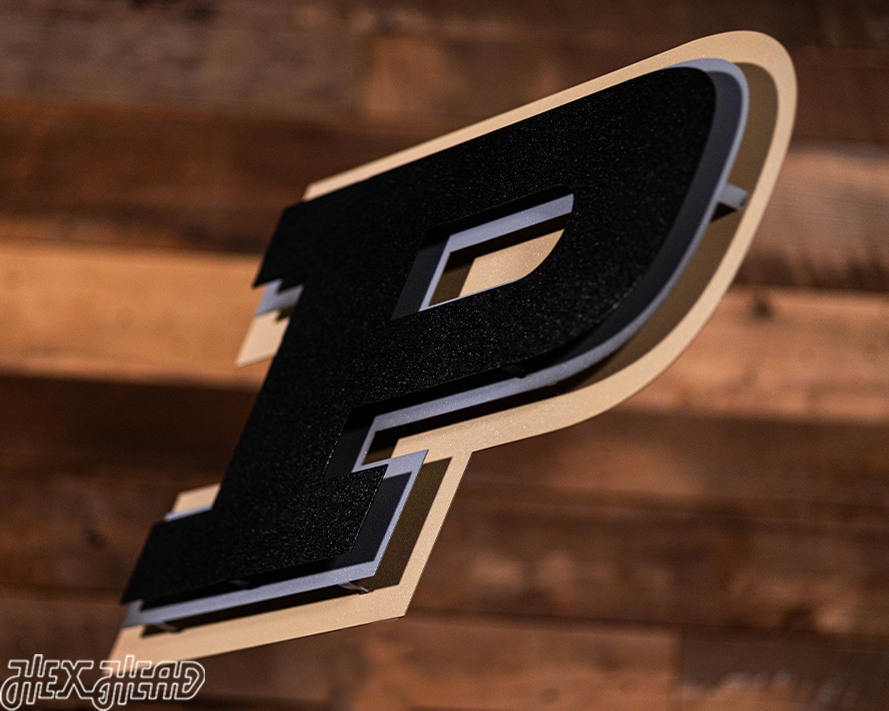 Purdue Boilermakers "Motion P" 3D Vintage Metal Wall Art