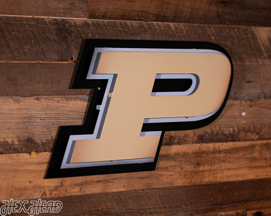 Purdue Boilermakers "Motion P" 3D Vintage Metal Wall Art