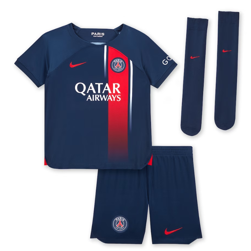 Paris Saint-Germain Home Stadium Kit 2023-24 - Little Kids with M.Asensio 11 printing