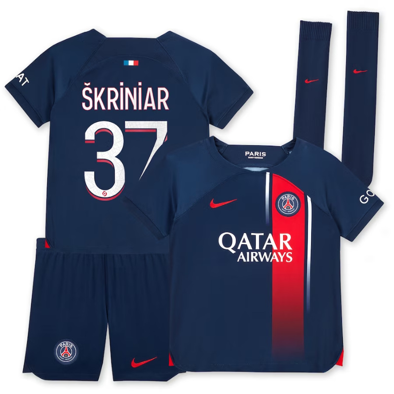 Paris Saint-Germain Home Stadium Kit 2023-24 - Little Kids with Škriniar 37 printing