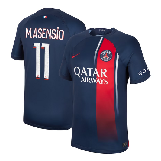 Paris Saint-Germain Home Stadium Shirt 2023-24 with M.Asensio 11 printing