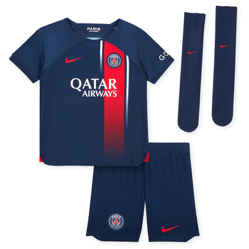 Paris Saint-Germain Team Home Kit 2023-24 - Little Kids with Neymar Jr 10 printing Jersey - Blue