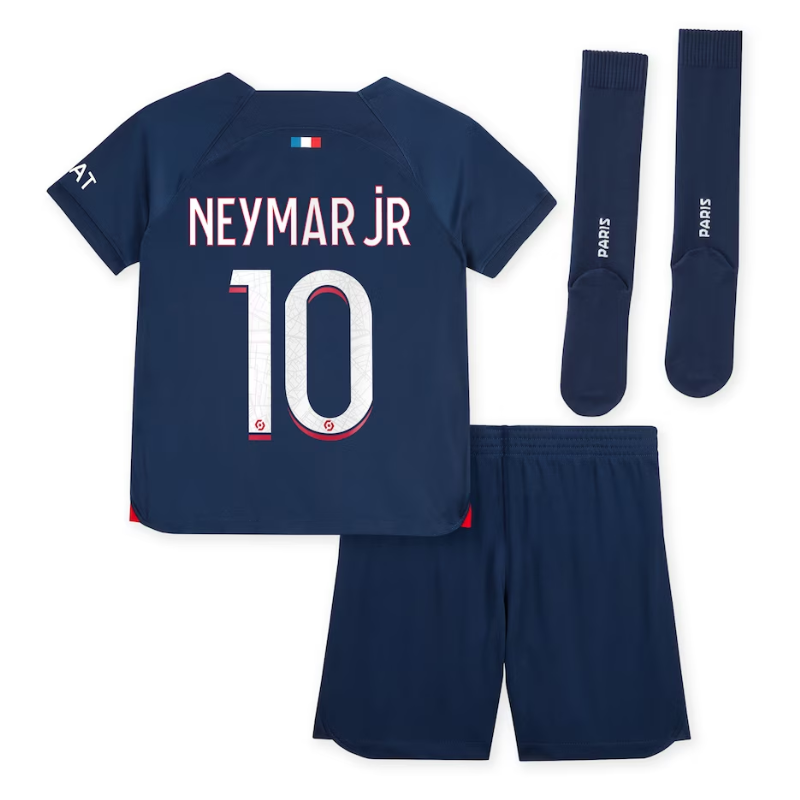 Paris Saint-Germain Team Home Kit 2023-24 - Little Kids with Neymar Jr 10 printing Jersey - Blue