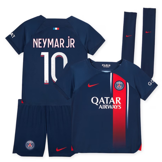 Paris Saint-Germain Team Home Kit 2023-24 - Little Kids with Neymar Jr 10 printing Jersey - Blue