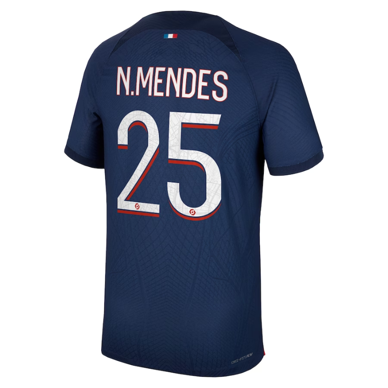 Paris Saint-Germain Team Home Shirt 2023-24 with Jersey N.Mendes 25 printing - Blue