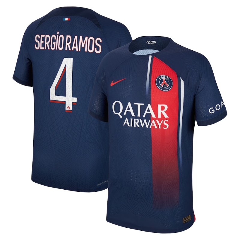 Paris Saint-Germain Team Home Shirt 2023-24 with Sergio Ramos 4 printing Jersey - Blue