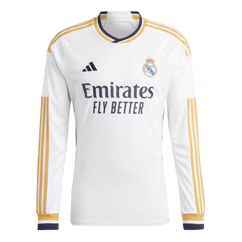 Real Madrid Home Adidas 2023-24 - Long Sleeve Custom Jersey - White