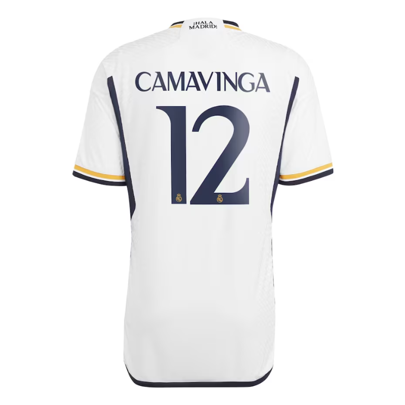 Real Madrid Home Adidas 2023-24 with Camavinga 12 printing Player Jersey - White