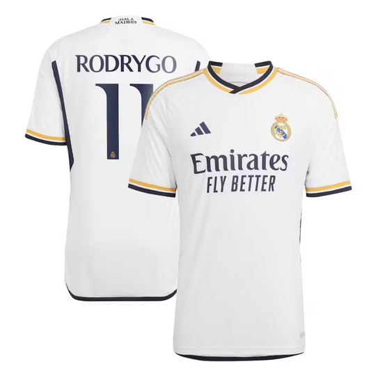 Real Madrid Home Adidas 2023-24 with Rodrygo 11 printing Player Jersey- White