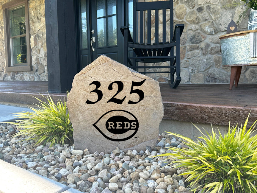 Cincinnati Reds Design-A-Stone Landscape Art Address Stone