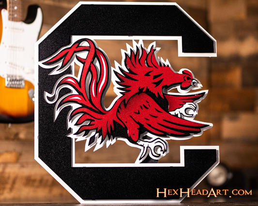 South Carolina Gamecocks "Block C" 3D Vintage Metal Wall Art