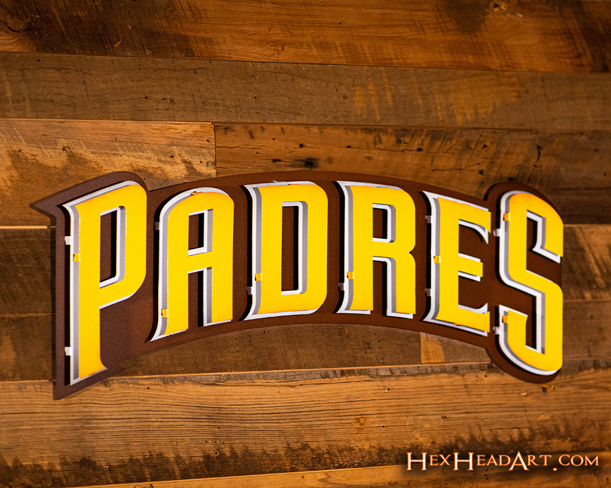 San Diego Padres 3 Layer "PADRES" 3D Vintage Metal Wall Art