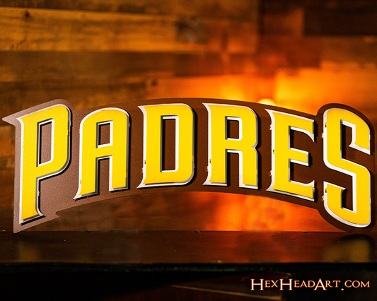 San Diego Padres 3 Layer "PADRES" 3D Vintage Metal Wall Art