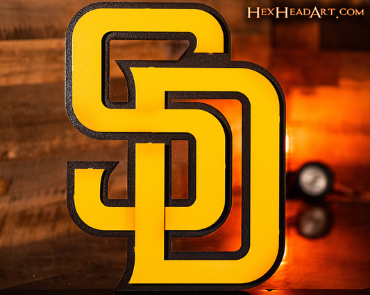 San Diego Padres "SD" 3D Vintage Metal Wall Art