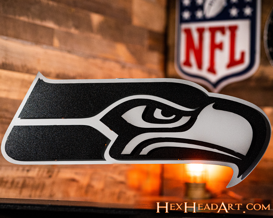 MONOCHROME - Seattle Seahawks Mascot 3D Vintage Metal Wall Art