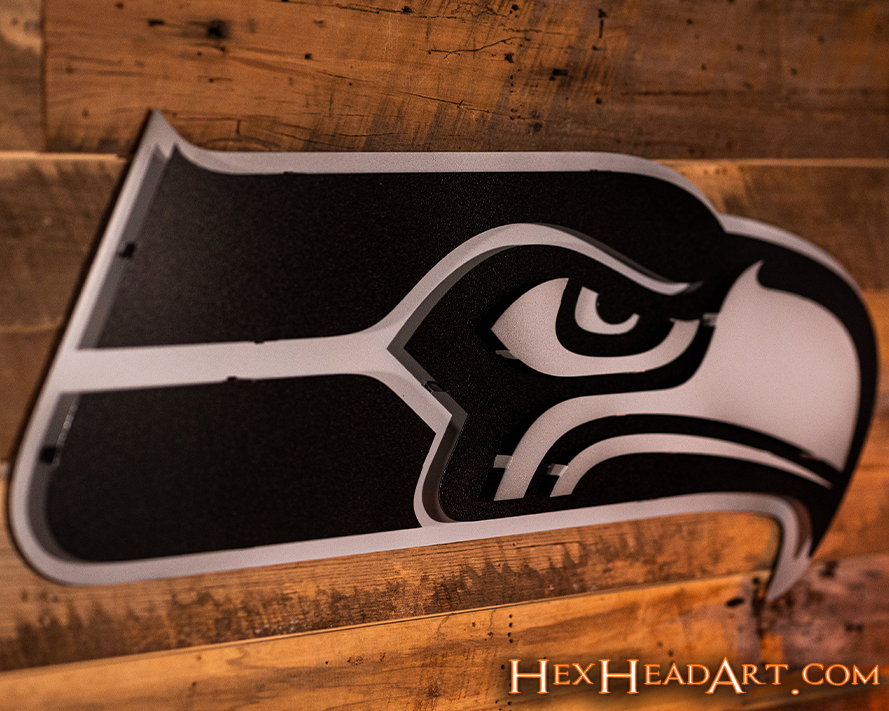 MONOCHROME - Seattle Seahawks Mascot 3D Vintage Metal Wall Art