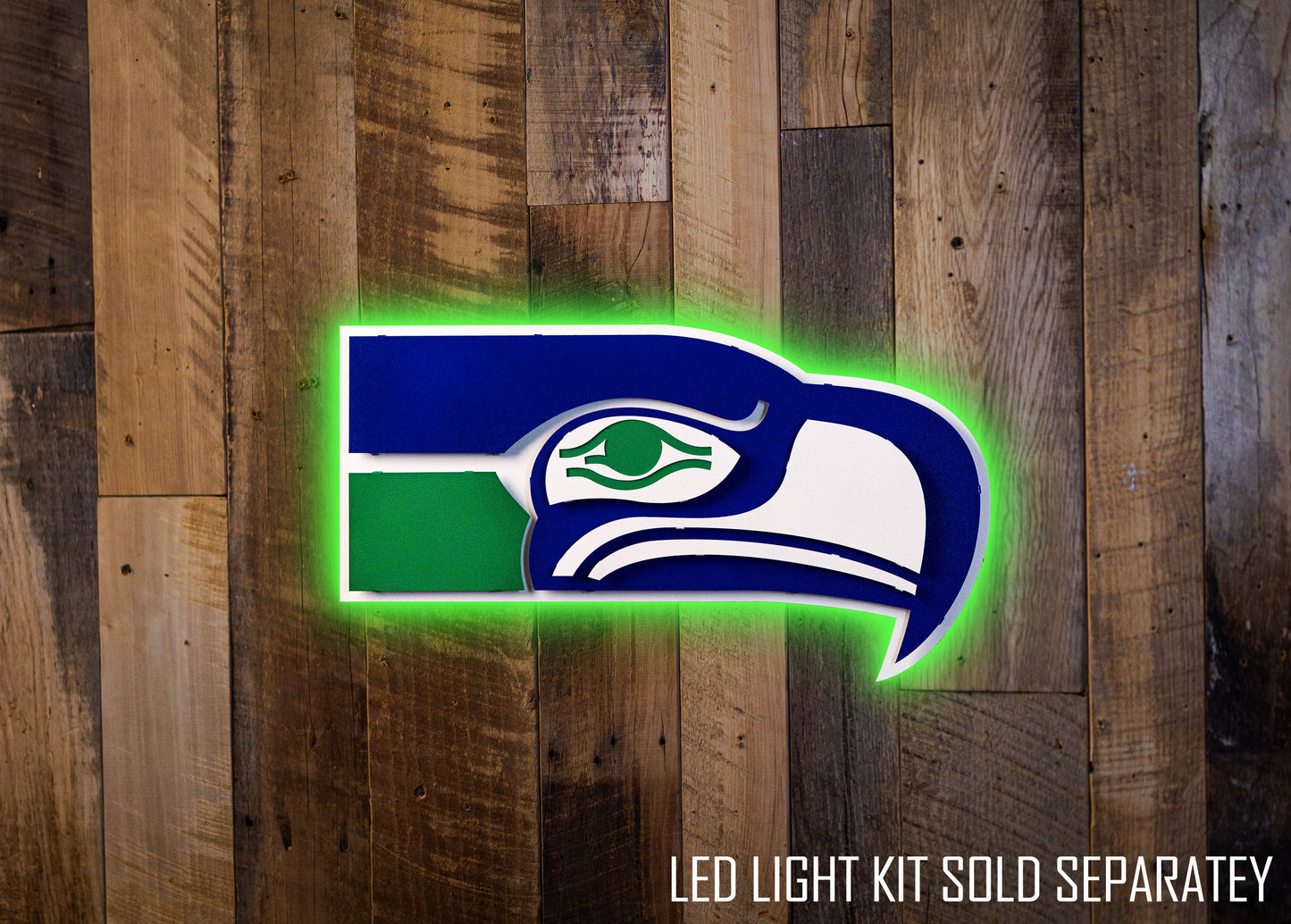 Seattle Seahawks 1976 Throwback Mascot 3D Vintage Metal Wall Art