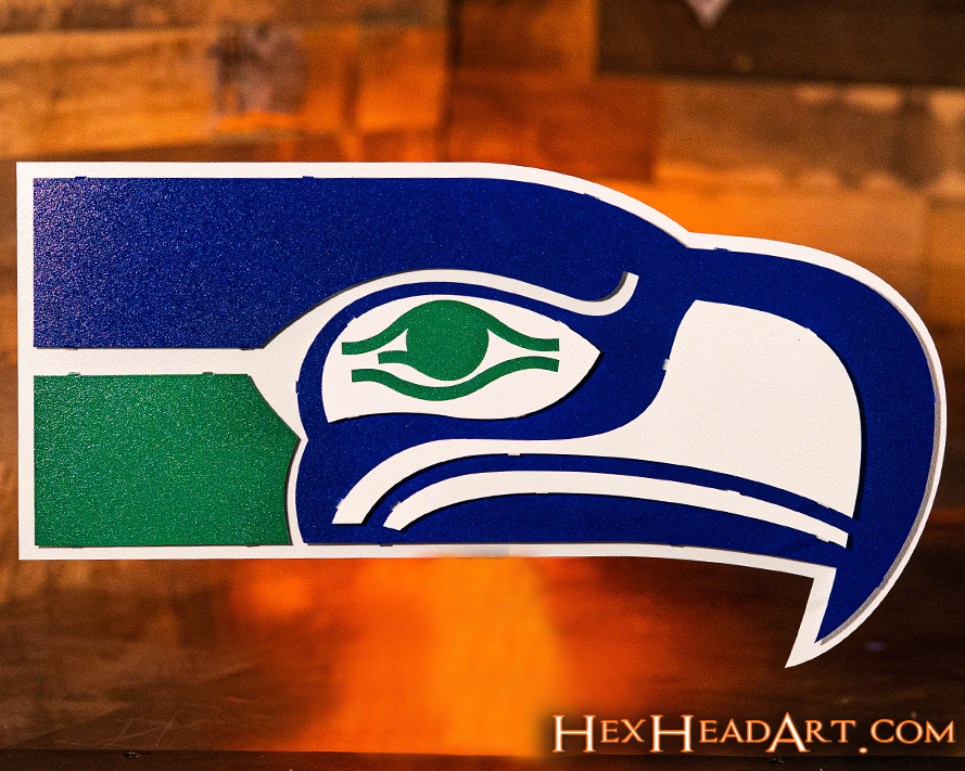 Seattle Seahawks 1976 Throwback Mascot 3D Vintage Metal Wall Art