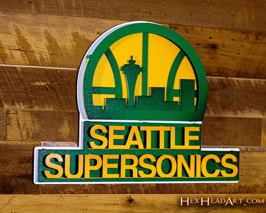 Seattle SuperSonics 3D Vintage Metal Wall Art