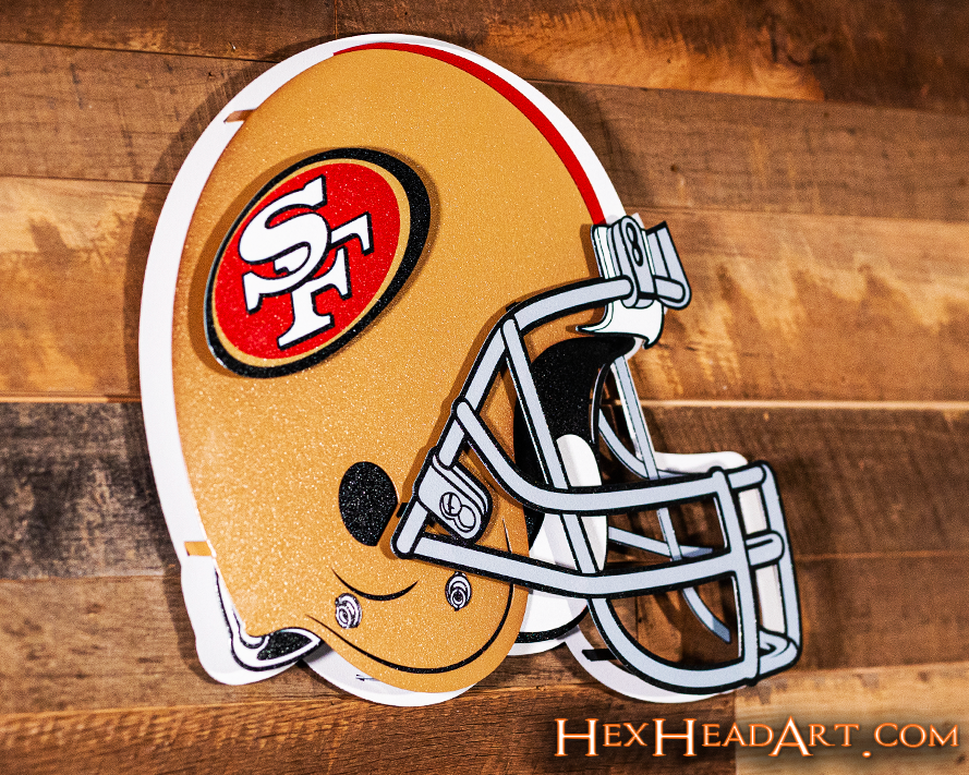 BLITZ Collection - 8 Layer San Francisco 49ers Helmet 3D Vintage Metal Wall Art