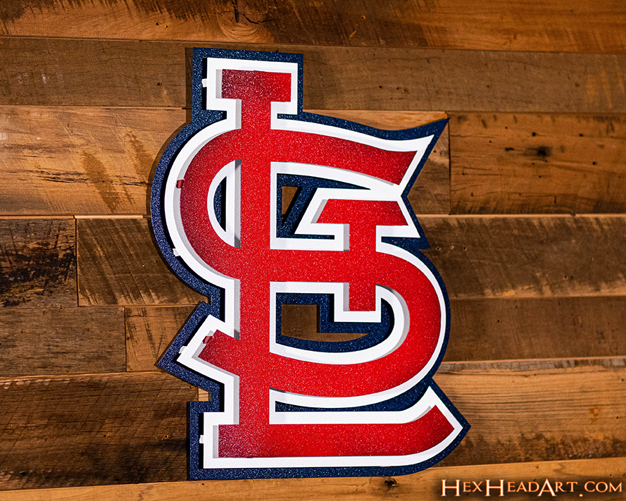 CLOSE OUT!  St. Louis Cardinals 3 layer "STL" 3D Vintage Metal Wall Art