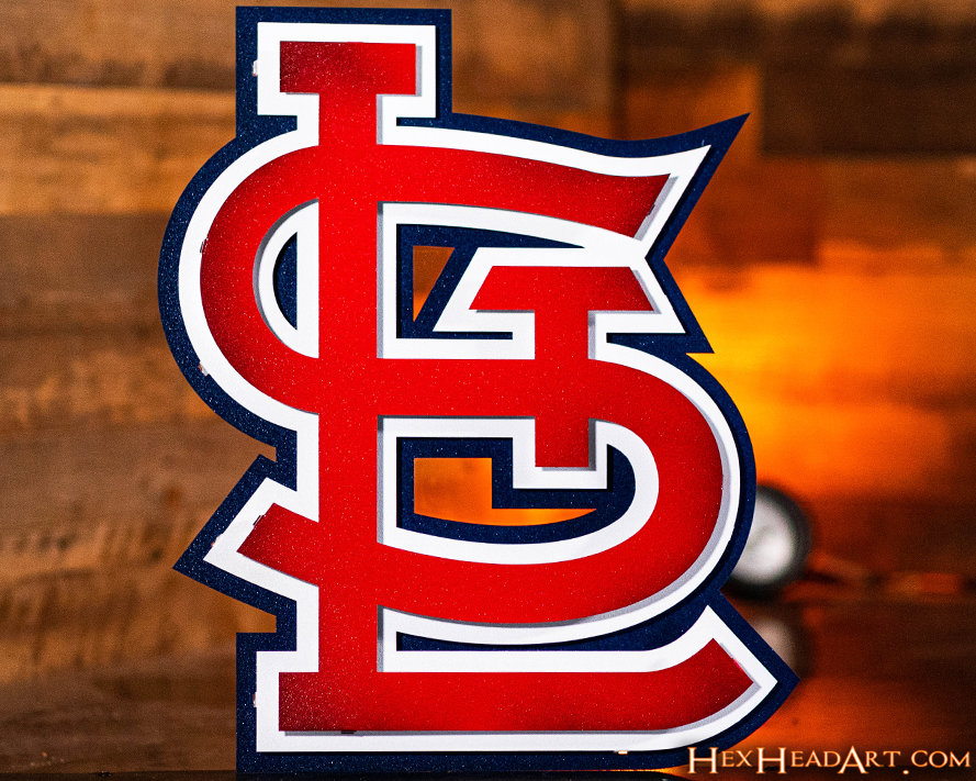 CLOSE OUT!  St. Louis Cardinals 3 layer "STL" 3D Vintage Metal Wall Art