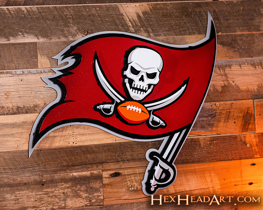 Tampa Bay Buccaneers "Buc's Jolly Roger Flag" 3D Vintage Metal Wall Art