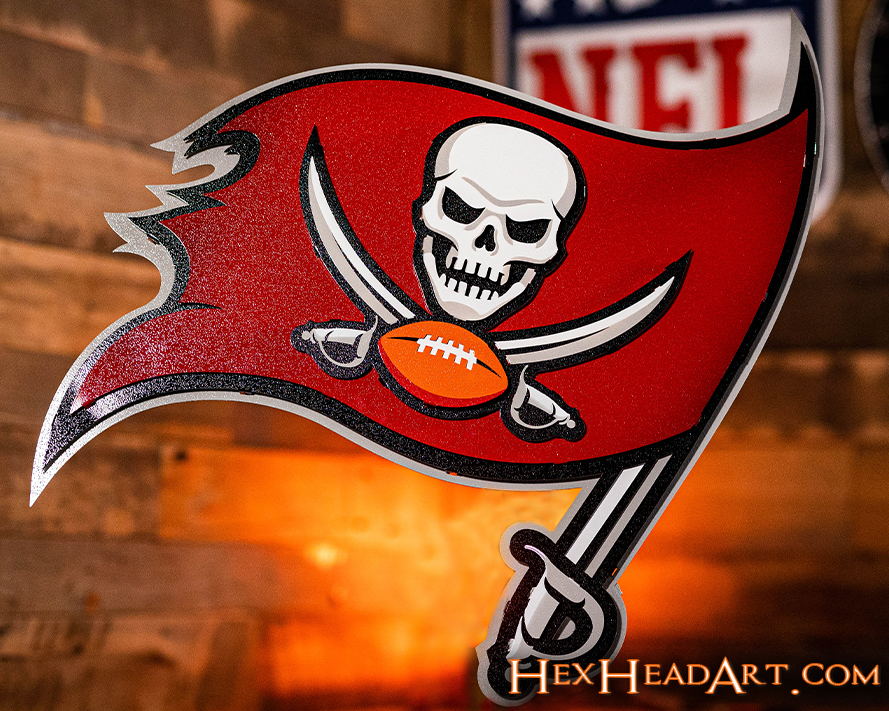 Tampa Bay Buccaneers "Buc's Jolly Roger Flag" 3D Vintage Metal Wall Art