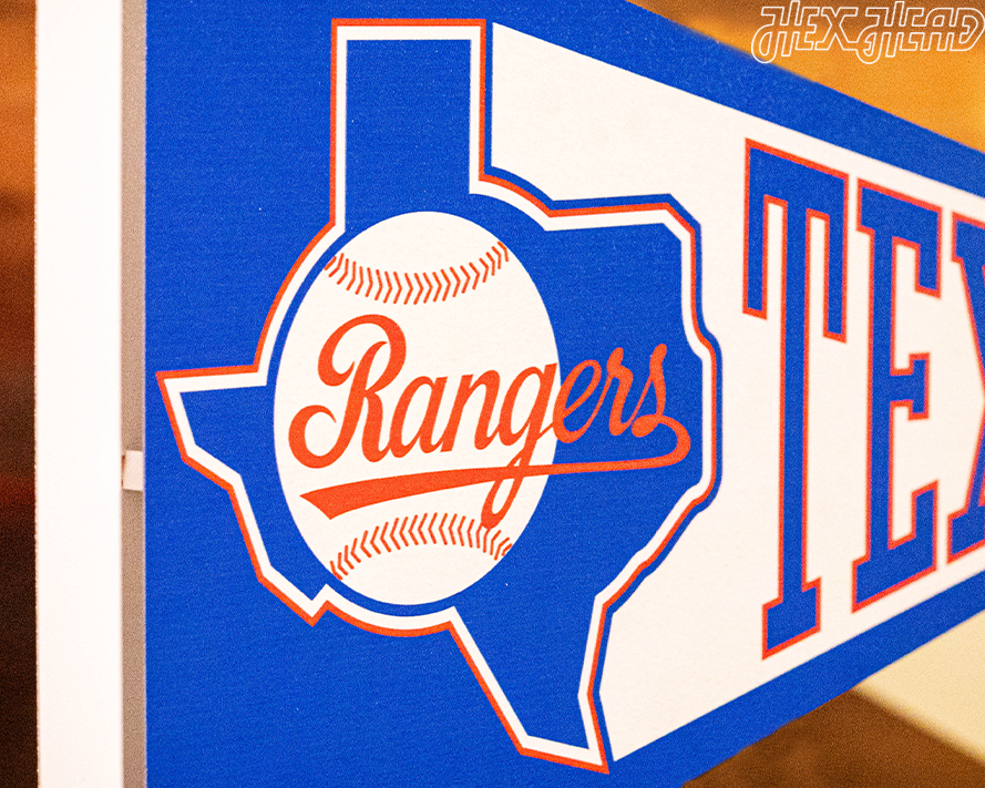 Texas Rangers "1993" 2 Layer Pennant 3D Vintage Metal Wall Art